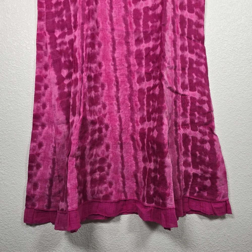 Allegra Masetti Firenze Dress Size Small Linen Tank Pink Mineral Wash Ruffle Hem - Picture 5 of 8